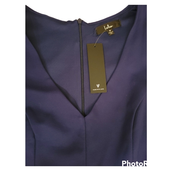 Lulu's Sleeveless Dress V-Neck  Navy Blue Zipper Back - Picture 4 of 4